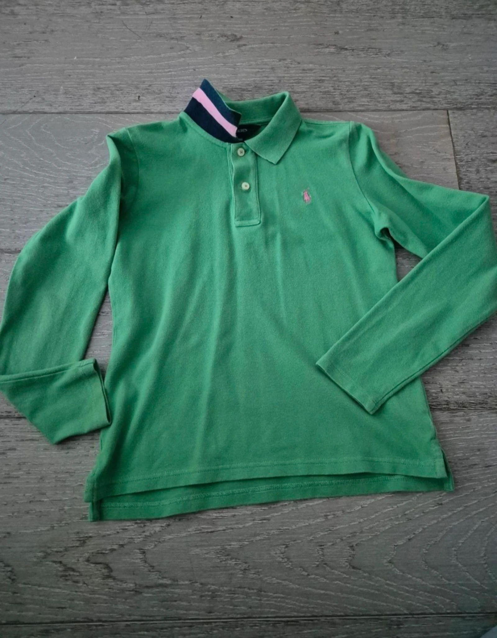 Polo verde manga larga. Polo Ralph Lauren. Talla 12/ 14 años